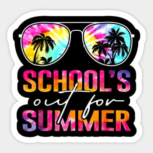 Schools Out For Summer Last Day Of School Teacher Tie Dye Sticker